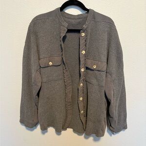 ATOL Waffle Knit Plaid Shacket 2XL – Cozy Oversized Button Up Jacket